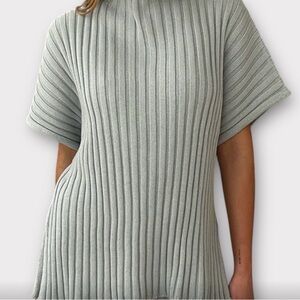 Relaxed Ribbed Cowl Neck Sweater in Sage